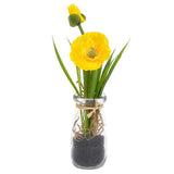 <p>Put a little vase of happiness out!&nbsp; These yellow poppies look like you just went out and picked them and tucked them into the vase ~ how can you resist?!!</p> <p>Approximately 8.5" H x&nbsp; 1.75" D (with flowers 3"D)</p>