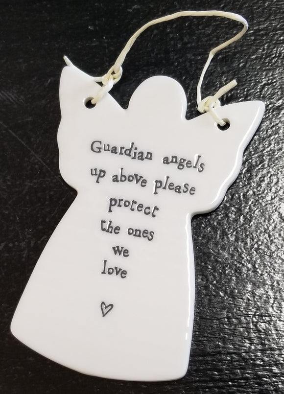 You'll love to give one of these angel-shaped porcelain ornaments to someone special!   The white ornament has the words 