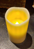 This 3" x 5" melted top wax pillar candle offers a lot of indoor decorating possibilities and up to 900 hours of glow time in the 4-hour mode! Once the timer is set, the candle comes on at the same time each day and stays on for either 4 or 8 hours. 
