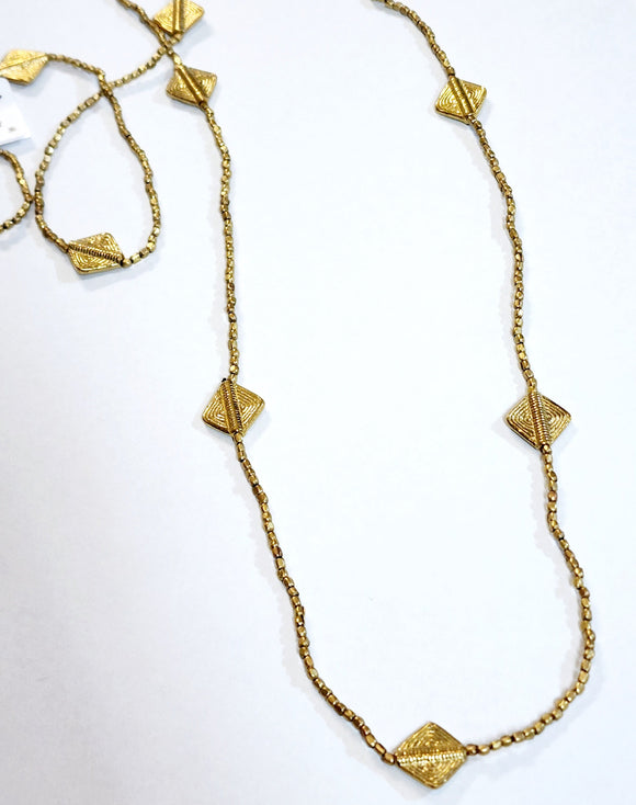 This beautiful necklace has diamond charm beads in between small brass beads that look great alone or with other necklaces.  We even like to double this one up to create a layer look too!  So many possibilities!  42