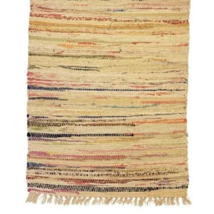 Need to add a little texture to your home? You'll love these 100% hand-loomed cotton placemats with beautiful pinks, plums, oranges, greens, and blues woven through the neutral base. They are made from hand-dyed cotton rags, so slight color variations may occur.  12" W x 18"L  100% Cotton  Spot clean or wash separately with cold water; line dry or flat.  Handmade in India