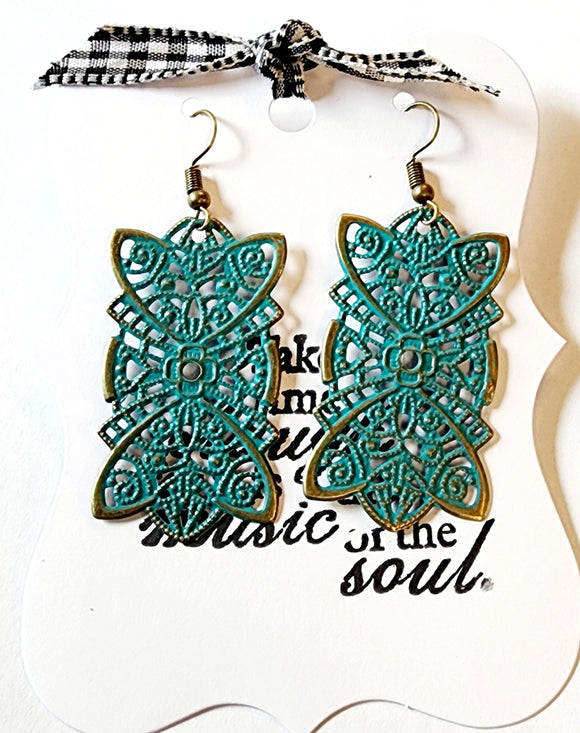 Rectangle in shape, these filigree earrings are big on style. These sweet earrings are the perfect size and will get you all the compliments!  2 1/2