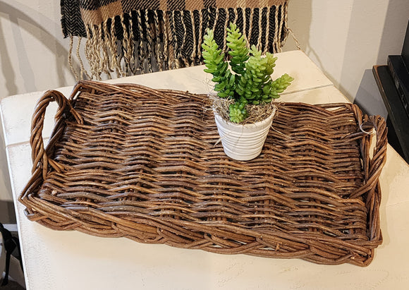 This large wicker basket tray will be your favorite item to decorate with in your home! We love adding texture to our homes, and this little tray will do just that!  4.5