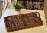 This small wicker basket tray will be your favorite item to decorate with in your home! We love adding texture to our homes, and this little tray will do just that!  4.25" H x 14.5" W x 9.5" D