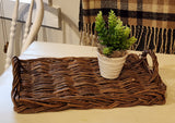 This small wicker basket tray will be your favorite item to decorate with in your home! We love adding texture to our homes, and this little tray will do just that!  4.25" H x 14.5" W x 9.5" D