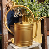 Our mini gold decorative watering will look too cute nestled in your decor for a fun display!  8.5 H x 10 W x 4.5 Dia  Metal, Decorative only.