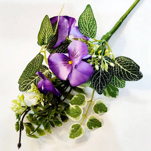 Bring in some SPRING with this pretty purple pansy stem. Stick it in your favorite vase or basket, or just tuck it into some greenery for a pop of color!  Approximately 12" H x 6" W