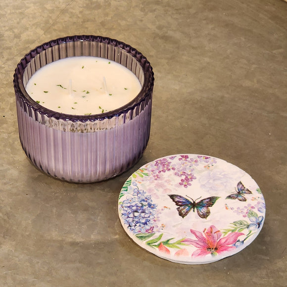 <p><span>You'll love our newest candle style and size! This lavender & lemongrass candle has been poured into a pretty lavender</span><span style=