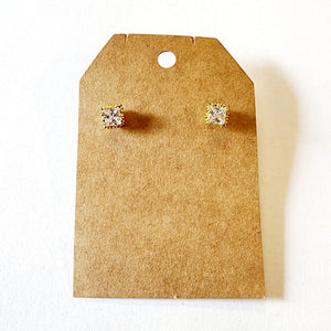 Here's just a little bit of bling to elevate your outfit with these 1/4" x 1/4" square cubic zirconia earrings!
