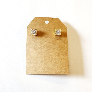 Here's just a little bit of bling to elevate your outfit with these 3/8" x 3/8" square cubic zirconia earrings!