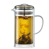 Made from food safe double wall borosilicate glass. The double wall glass keeps the tea hotter longer and does not sweat. The glass teapot includes a stainless steel ultra-fine mesh strainer lid. The strainer will filter the tea leaves when pouring. The teapot has room for the tea leaves or tea bags to bloom or to steep. Use the desired amount of tea and pour in hot water. Place the strainer lid back on the teapot, let it steep for several minutes and then pour and enjoy. Love iced tea?&nbsp; We are obsesse