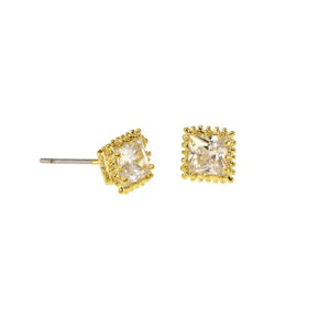 Here's just a little bit of bling to elevate your outfit with these 1/4" x 1/4" square cubic zirconia earrings!