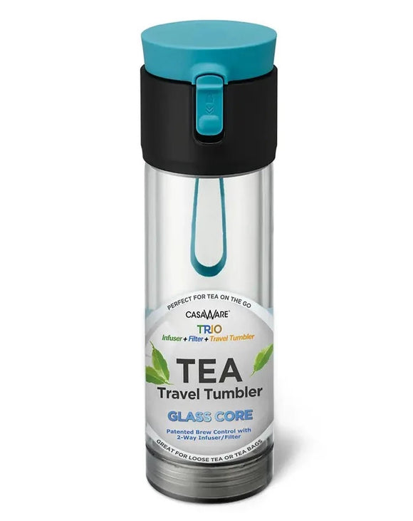 Our favorite Tea Trave Tumbler now comes in this awesome clear 12oz. size! We LOVE that it can be used with our loose-leaf teas and as an infuser. The clear tumbler has a double wall construction. the exterior wall is Tritan which is impact-resistant and BPA-free. the interior wall is borosilicate glass. only the glass interior comes into contact with your beverage. We also love that you can see the color of your tea through the clear wall. It keeps your beverage hot or cold for approximately one hour. ″
