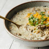 You will love this delicious potato soup! It is full of hearty diced potatoes, carrots, onion, leek, and s.a.l.t. sisters Tuscan Farmhouse Seasoning and is perfect for filling you up on a cold day.  Add 8 cups of chicken broth, 1 cup of heavy cream, and 1 tablespoon of butter for a delicious supper. If you want, add 1 pound of cooked sausage and 1 cup of cheddar cheese! Pick up one of our bread mixes to complete the meal!  9.7 oz