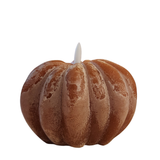 Make it a beautiful fall with one of our LED pumpkin candles! It's a rich burnt orange color that has a white frosted distressed finish. The LED light can be turned on, off or can be put on a timer to come on at the same time the next day (we love this feature!!)&nbsp;

Wax

Requires 2 AA batteries

Approximately 3.5" H (4.75" with flame) x 5" Dia&nbsp;