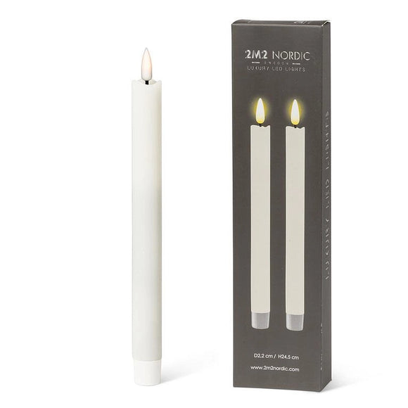 Set of Two LED Taper Candles: Sand