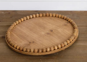 Oh, the possibilities! This new wooden beaded tray makes a lovely accent on any table. Fill it with collections, fun treasures, or seasonal decor. We love that you can lift it all up and out of the way if you need to ~ making it a must-need accessory for your home!  13.5" Dia