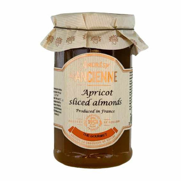 Made from the best apricots and almonds, this jam has a delicious flavor you will love. The apricots are picked at the peak of ripeness, which gives them an extra sweet flavor. This old-fashioned jam tastes delicious on toast, mixed in with a fresh fruit salad, or in a delightful cheese spread.  Ingredients: Apricots, cane sugar, sliced almonds, pectin, concentrated lemon juice. It may contain milk. Contains nuts.