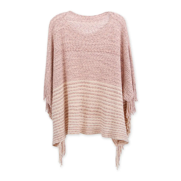 You're going to love how soft our pink Amber Chenille Poncho is! It's a great mid-weight layer designed for comfort and versatility that is crafted in plush chenille, it provides cozy warmth without added weight—ideal for transitional seasons or cool indoor settings. The relaxed boat neckline and loose sleeves offer ease of wear, while marled yarns fade into subtle stripes for a flattering, tonal effect. Finished with a 5.5