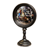 We love how this table mirror reflects everything in your room beautifully!&nbsp;

Approximately 5.25" W x 3.25" Dia base x 9" H