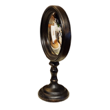We love how this table mirror reflects everything in your room beautifully!&nbsp;

Approximately 5.25" W x 3.25" Dia base x 9" H