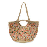 Beautiful hand painted daisies in shades of coral and pink adorn this oversized tote handcrafted from all natural jute fibers. The natural braided jute handles and built in shoulder strap make the Anya Tote easy to carry for carefree summer days.
Product Details
Dimensions: 12 in. H x 19 in. W x 11 in. D
Open topHandles: 4.5 in. drop
Shoulder straps: 10 in. drop
100% Natural Jute with hand painted daisy pattern
Unlined
