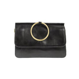 Put a ring on it! Perfect for your next night out, this cute black bracelet bag looks great with your fav jeans or slinky dress! With multiple compartments, it is just the right size to hold all your essentials. Wear it on your wrist with the metallic ring bracelet, or carry as a clutch, or wear as a crossbody with the detachable shoulder strap.


Dimensions: 6 in. H x 8.25 in. W x 3.5 in. at deepest point
Tapers up to the top point
Adjustable and removable crossbody strap: 20-25 in.
3 in. diameter ring tha