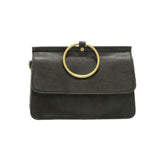 Put a ring on it! Perfect for your next night out, this cute deep forest bracelet bag looks great with your fav jeans or slinky dress! With multiple compartments, it is just the right size to hold all your essentials. Wear it on your wrist with the metallic ring bracelet, or carry as a clutch, or wear as a crossbody with the detachable shoulder strap.


Dimensions: 6 in. H x 8.25 in. W x 3.5 in. at deepest point
Tapers up to the top point
Adjustable and removable crossbody strap: 20-25 in.
3 in. diameter ri