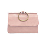 Put a ring on it! Perfect for your next night out, this cute soft pink bracelet bag looks great with your fav jeans or slinky dress! With multiple compartments, it is just the right size to hold all your essentials. Wear it on your wrist with the metallic ring bracelet, or carry as a clutch, or wear as a crossbody with the detachable shoulder strap.


Dimensions: 6 in. H x 8.25 in. W x 3.5 in. at deepest point
Tapers up to the top point
Adjustable and removable crossbody strap: 20-25 in.
3 in. diameter ring