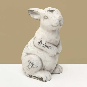 <p>This sweet little bunny is made of distressed white concrete. He will look great in your garden or porch and bring a touch of whimsey to your home!<span></span></p> <p>Approximately 4" W x 7" H&nbsp;</p>