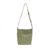 Bindi Front Slip Pocket Bucket Crossbody: Sage