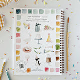 An invitation to slow down and paint something pretty. The Celebrate Watercolor Workbook features twelve party illustrations — balloons, a wrapped gift, a confetti birthday cake, a pup in a party hat, and more — each outlined and ready to paint. Simple step-by-step instructions walk you through every illustration, and most paintings take about thirty minutes from start to finish — so even if you've never painted before, you'll have something lovely in your hands by the end. A sweet birthday gift, or an easy