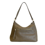 The Sasha Hobo is made of gently tumbled vegan leather in olive, accented with soft pleats and closed with a brass zipper. This crossbody is so versatile with 2 different interchangeable shoulder straps included, just open the gleaming brass rings to change from a short shoulder strap to a longer adjustable crossbody strap.
Product Details
Dimensions: 9.5 in. H x 12.5 in. W x 3.5 in. D
Top zip closure
Brass plated hardware
Logo zipper pulls
Opening brass rings to change between the included shoulder straps
