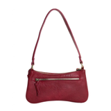 Meet Nicolette, our sleek, curvy chilli colored crossbody pochette with a minimalist style. Featuring soft sculptural curves in tumbled vegan leather, this bag is closed with a brass zipper that encloses 3 interior compartments to keep your cards, cash, keys and phone stowed neatly. The gleaming brass rings open to swap out the two included shoulder straps. A short strap for dressier looks and a longer adjustable crossbody strap when you want to go hands free. Available in an array of beautiful colors, the 