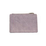 We love this mini wallet in a dusty amethyst colored vegan leather! It is full of style and will hold your license and up to six credit cards. The zipper pocket is roomy enough for your change and cash, and a pocket is on the back.&nbsp; This mini wallet is perfect for you, but it makes an awesome gift!

DIMENSIONS: 4 IN. H X 5.5 IN. W X .25 IN. D

ZIPPERED TOP CLOSURE ON EDGE

6 CREDIT CARD POCKETS

ID WINDOW POCKET

EXTERIOR PASSPORT POCKET

STRIPED LINING

BRASS PLATED HARDWARE

100% VEGAN LEATHER (POLYU