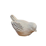 We are loving the embossed floral design on the one side of this distressed white bird that is looking down!

&nbsp;Polyresin, Stone Powder

Approximately 3" H x 2.5" W x 4.5" D