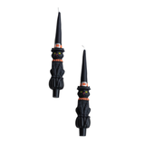 Elevate your Halloween décor with an enchanting touch with this exquisite 2-piece unscented cat-shaped taper candle set. Each candle, elegantly topped with a whimsical witch hat, is meticulously crafted from high-quality paraffin wax and coated in a deep, mysterious black. Their charmingly spooky design will capture the imagination and delight all who behold them. Boasting an impressive estimated burn time of 7 hours, these captivating candles create a bewitching ambiance.

Paraffin Wax