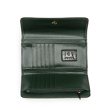 Our best-selling wallet has been updated this season in gorgeous, cruelty-free, embossed crocodile bottle green vegan leather in rich colors that coordinate perfectly with our collection of Croco bags. The Marnie wallet is a small sleek size but with all the functions of a full-size wallet. Featuring multiple credit card slots, billfold pockets and even a zipper coin pocket this wallet has space for everything you need in a slim, compact size. Perfect if you need that smaller wallet for your mini bag!
Produ