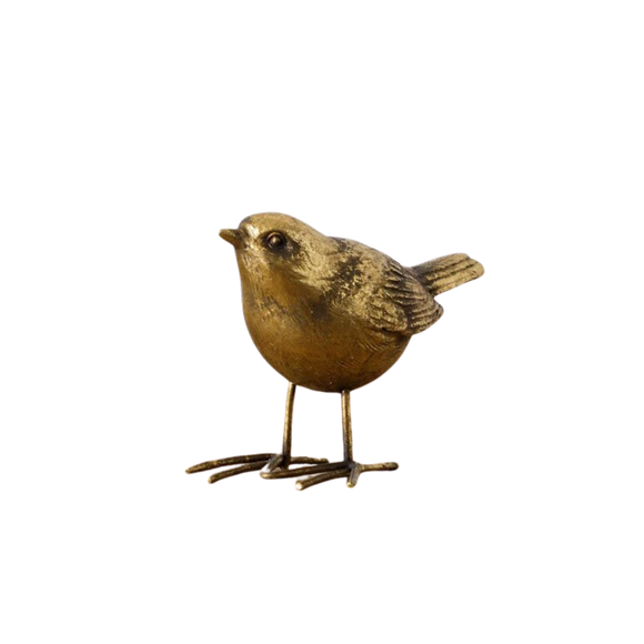 This antiqued brass bird will be a stunning addition to your home!

2.5 H x 3.5 W x 1.5 D

Resin & Iron