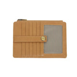 We love this camel-colored vegan leather mini wallet! It is full of style and will hold your license and up to six credit cards. The zipper pocket is roomy enough for your change and cash, and a pocket is on the back. This mini wallet is perfect for you, but it makes an awesome gift!  DIMENSIONS: 4 IN. H X 5.5 IN. W X .25 IN. D