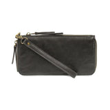 Cool, stylish, and organized, too! This hematite wallet has it all! 12 credit card pockets, 2 change pockets, and 2 billfold pockets, all wrapped in lush tumbled vegan leather, lined with rugged washed canvas, and accented with our new Joy Logo zipper pull. The removable strap lets you carry it as a compact wristlet, too!



Dimensions: 7.75 in. W x 4 in. H x .5 in. D

Full Zip-Around Closure

Exterior Zip Pocket on Spine

Removable Wristlet Strap

12 Credit Card Pockets

2 Billfold Pockets

Interior Zipper