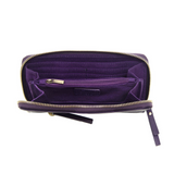 Cool, stylish, and organized, too! This Mystic Purple wallet has it all! 12 credit card pockets, 2 change pockets and 2 billfold pockets all wrapped in lush tumbled vegan leather, lined with rugged washed canvas, and accented with our new Logo zipper pull. The removable strap lets you carry it as a compact wristlet, too!


Dimensions: 7.75 in. W x 4 in. H x .5 in. D
Full Zip Around Closure
Exterior Zip Pocket on Spine
Removable Wristlet Strap
12 Credit Card Pockets
2 Billfold Pockets
Interior Zipper
Coin Po