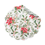 The Silvia Poinsettia placemat is perfect for the holiday season. It features a classic red poinsettia, holly, and berries pattern that reverses to a simple chevron pattern for additional styling options.

Machine wash cold and tumble dry low for easy care.

17"L x 17" W x 0.3" H