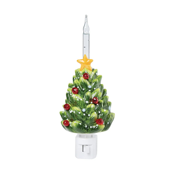 Whether you're adding a cozy glow to your bedroom or bringing a joyful ambiance to your living room, this night light is the perfect addition to your holiday decor.

Crafted of earthenware, plastic, glass.

 3.2 x 1.5 x 7.5 in