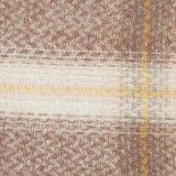 Textured fabric with a plaid pattern in brown, beige, and yellow.