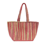 Why opt for a boring bag this summer? &nbsp; Make a statment - get a easy-breezy jute tote - especially one that has vibrant pink stripes all around!&nbsp;


Product Details
Dimensions: 12 in. H x 19.5 in. W x 8.5 in. D
Shoulder strap drop: 11 in.
Open top, no closure
Natural Jute fibers
Unlined
Please note due to the handmade nature of this product size may vary