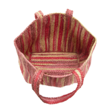 Why opt for a boring bag this summer? &nbsp; Make a statment - get a easy-breezy jute tote - especially one that has vibrant pink stripes all around!&nbsp;


Product Details
Dimensions: 12 in. H x 19.5 in. W x 8.5 in. D
Shoulder strap drop: 11 in.
Open top, no closure
Natural Jute fibers
Unlined
Please note due to the handmade nature of this product size may vary