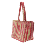 Why opt for a boring bag this summer? &nbsp; Make a statment - get a easy-breezy jute tote - especially one that has vibrant pink stripes all around!&nbsp;


Product Details
Dimensions: 12 in. H x 19.5 in. W x 8.5 in. D
Shoulder strap drop: 11 in.
Open top, no closure
Natural Jute fibers
Unlined
Please note due to the handmade nature of this product size may vary