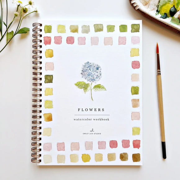 We are obsessed with this Flower Watercolor Workbook! It includes 12 floral illustrations with an example of the finished painting, step-by-step instructions, and a lightly illustrated sketch for you to paint. It's just like a coloring book, but with watercolor! Enjoy this peaceful painting hobby on your own, with children, or with friends. Makes a wonderful gift and is perfect for artists of any age.

12 beginner-friendly illustrations on thick 120lb watercolor paper

Lay-flat pages with spiral binding for