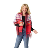 This women’s reversible wrap offers multiple styling options with a versatile design that can be worn on either side for two distinct looks. The button front closure adds structure while allowing for adjustable draping, and the fringe detailing brings movement and texture. Crafted from a soft woven fabric, this layering wrap combines comfort with standout pattern, making it an easy choice for both casual outfits and more styled looks.

Materials: Acrylic/Cotton.